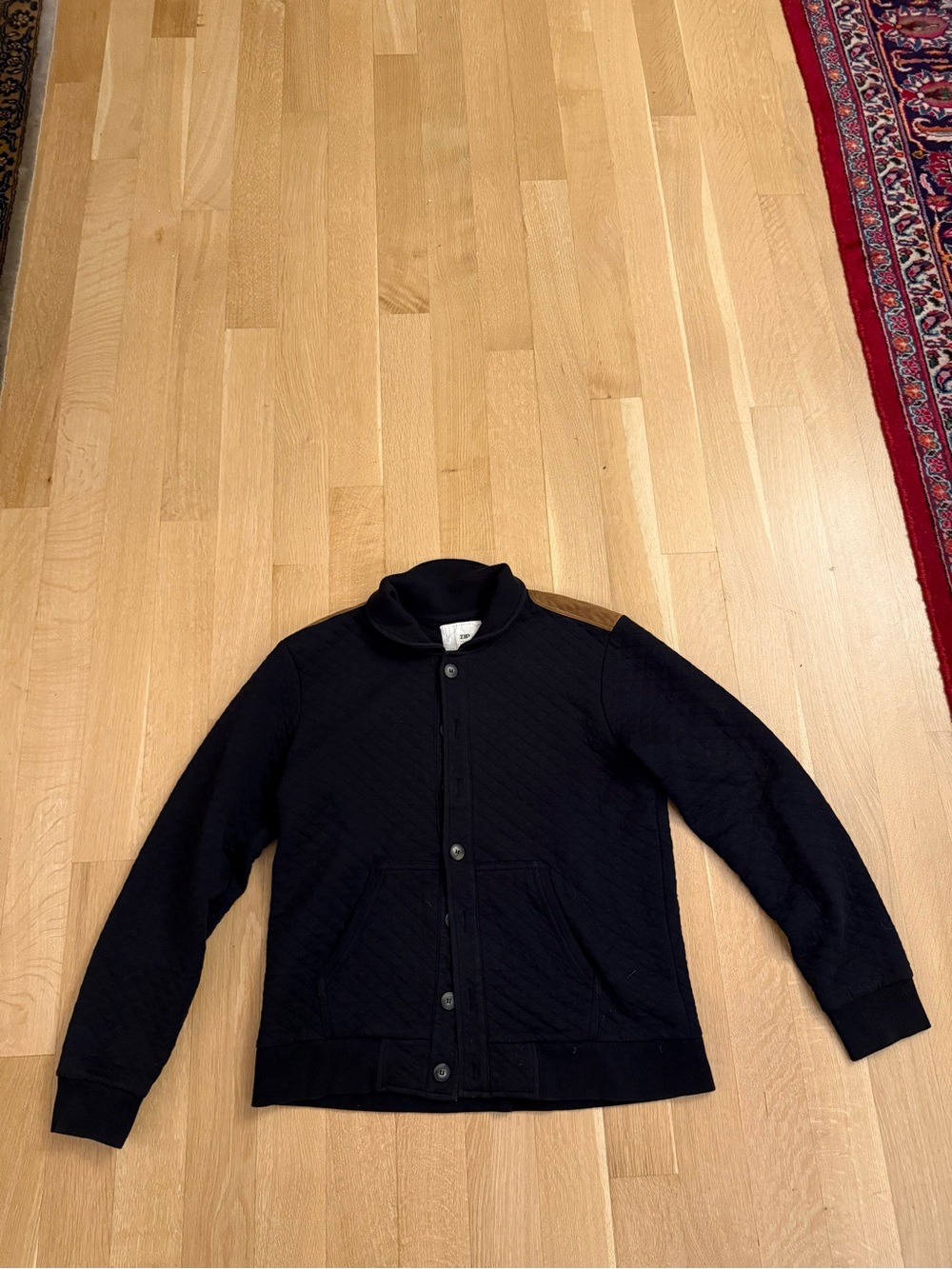 Men's Black Button-Up Quilted Jacket